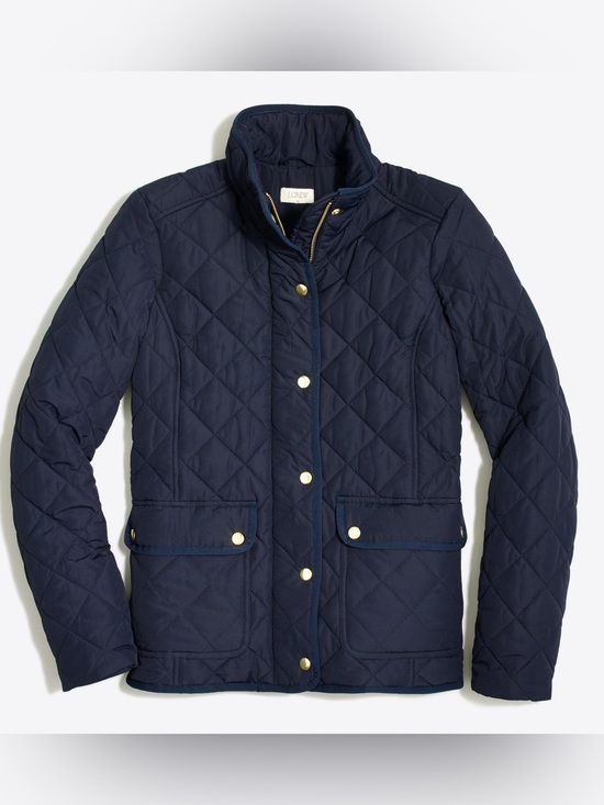 J. Crew Jackets & Blazers - J. Crew navy quilted jacket zipper snaps pockets gold buttons